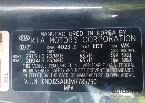 2021 Kia Soul S from USA, damaged, VIN KNDJ23AU0M7785750